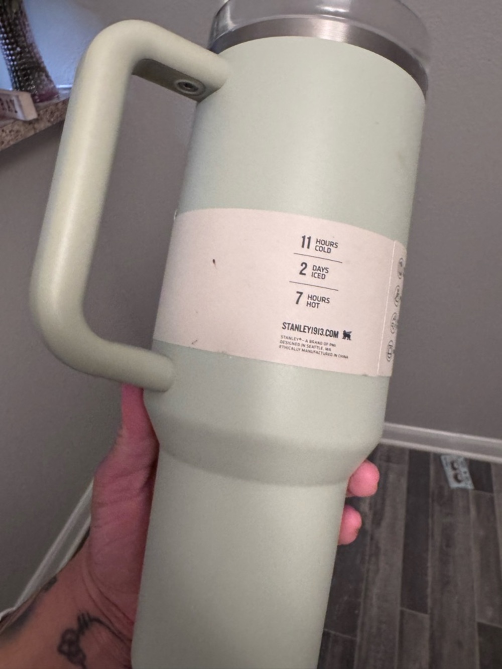 Stanley Pale Green Handle Travel Tumbler
